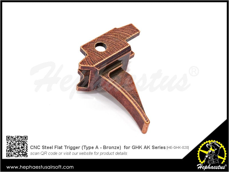 Hephaestus CNC Steel Flat Trigger ( Type A - Black / Bronze ) for GHK AK GBB Rifle Series-Bronze