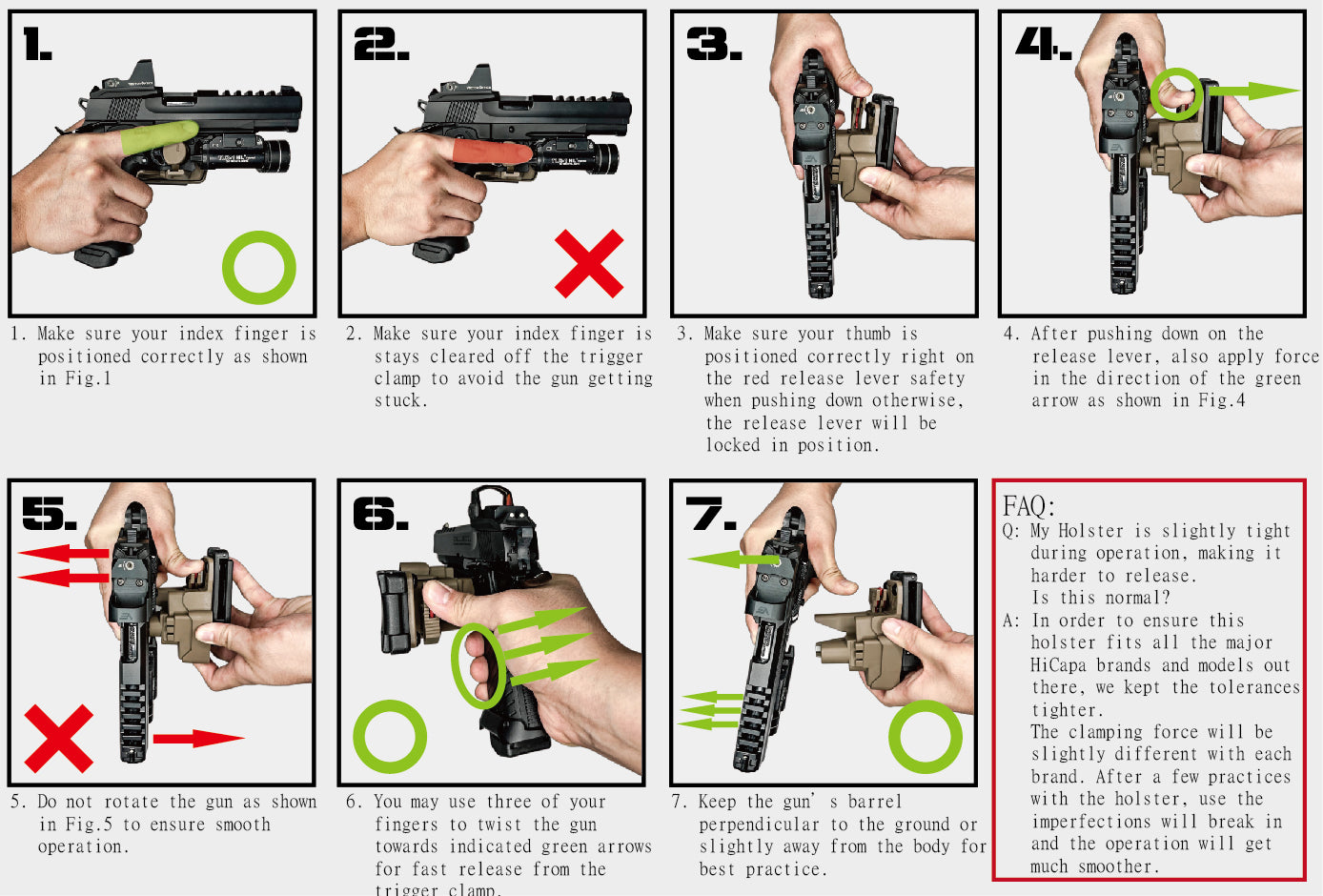 CTM Hi-Capa Speed Holster Nylon ( Right hand version )-Olive Drab