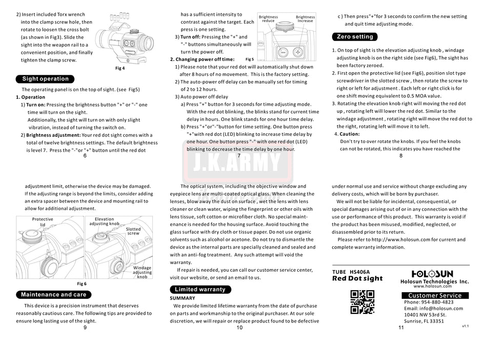 Holosun Tube HS406A Red Dot Sight