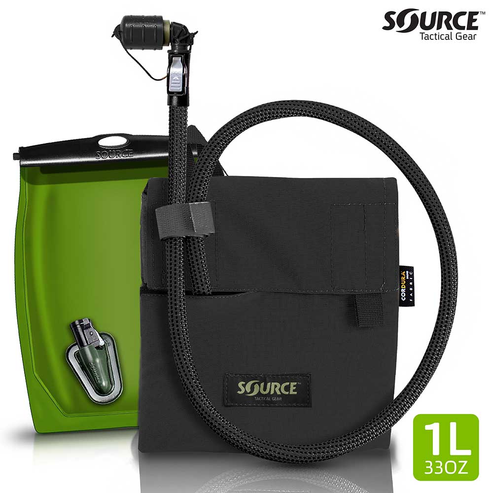 SOURCE Kangaroo Collapsible Canteen 1L with Hydration Pouch ( Black )