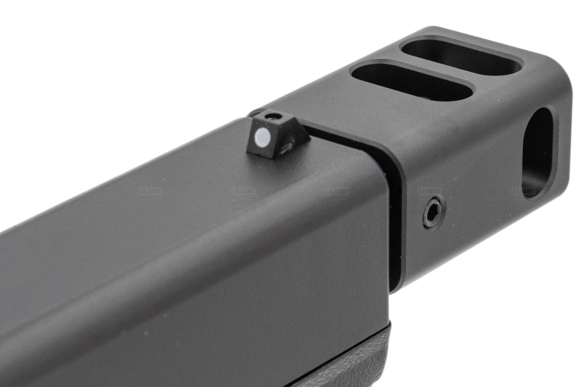 C&C G19 Outer Barrel Match 4-Port Compensator 14mm CCW Roland Special KK* Style for TM 19 G Model GBBP Series ( Black / Silver )-Silver