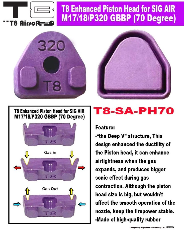 T8 Enhanced Piston Head For SIG AIR / VFC P320 M17 M18 XCarry GBBP Series
