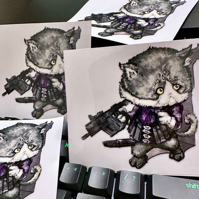 J.K.ARMY Prozi Cat Killer Style UV DTF Sticker ( 4pcs/Pack ) ( Free Shipping ) #jkarmycat #jkarmymeow #jkmeow