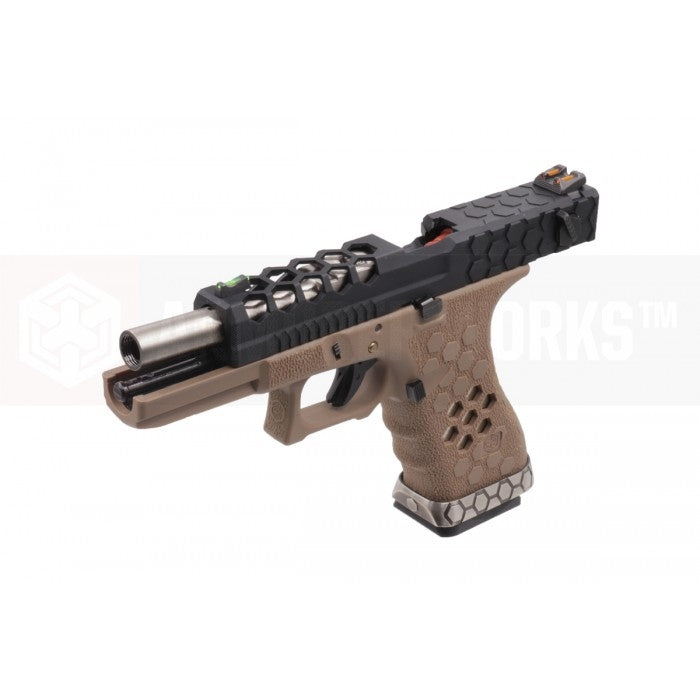 AW VX0211 Hex Cut Signature 1.8 GBB Airsoft Pistol ( BK/TAN )