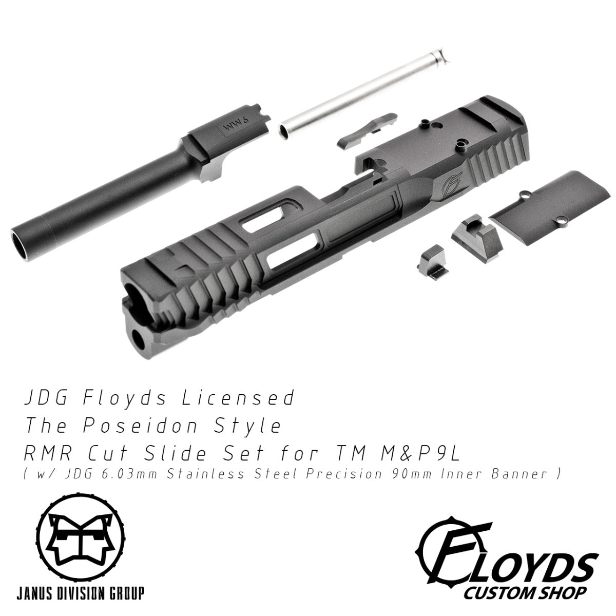 JDG Floyds Licensed The Poseidon Style M&P RMR Cut Slide Set for TM M&P9L GBBP Series ( CERAKOTE Tactical Grey )