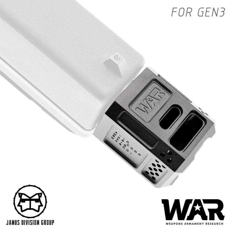 JDG WAR A10 Compensator 14mm CCW for Airsoft Glock Gen3 Model ( Licensed by WAR ) ( Black ) ( G17 GEN3 )
