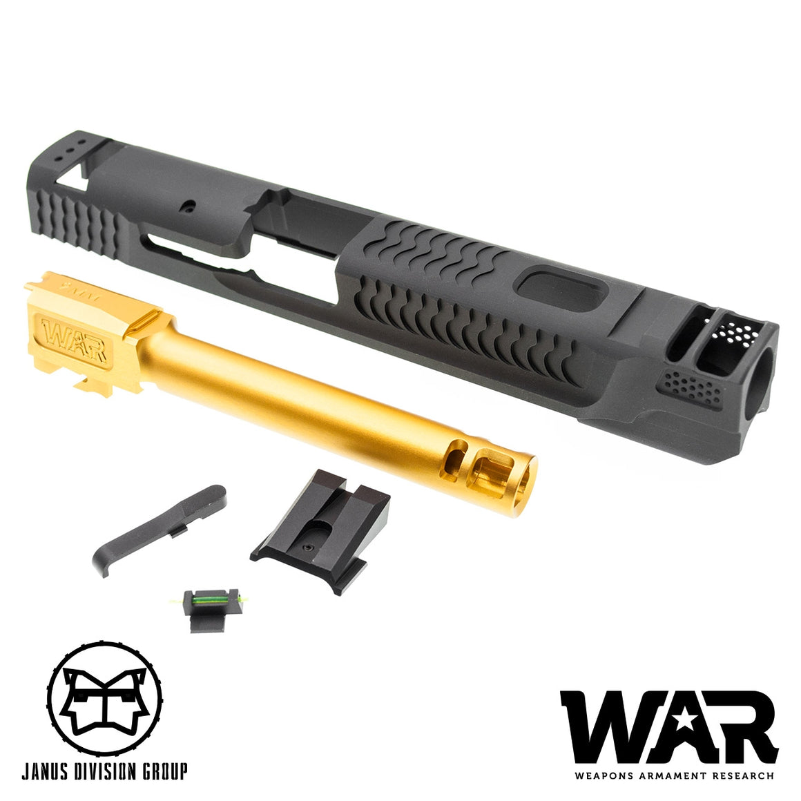 JDG WAR Afterburner M&P 1.0 Slide Set for TM M&P9 ( Licensed by WAR ) ( Titanium Grey w/ Gold Barrel )