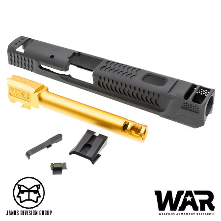 JDG WAR Afterburner M&P 1.0 Slide Set for TM M&P9 ( Licensed by WAR ) ( Titanium Grey w/ Gold Barrel )