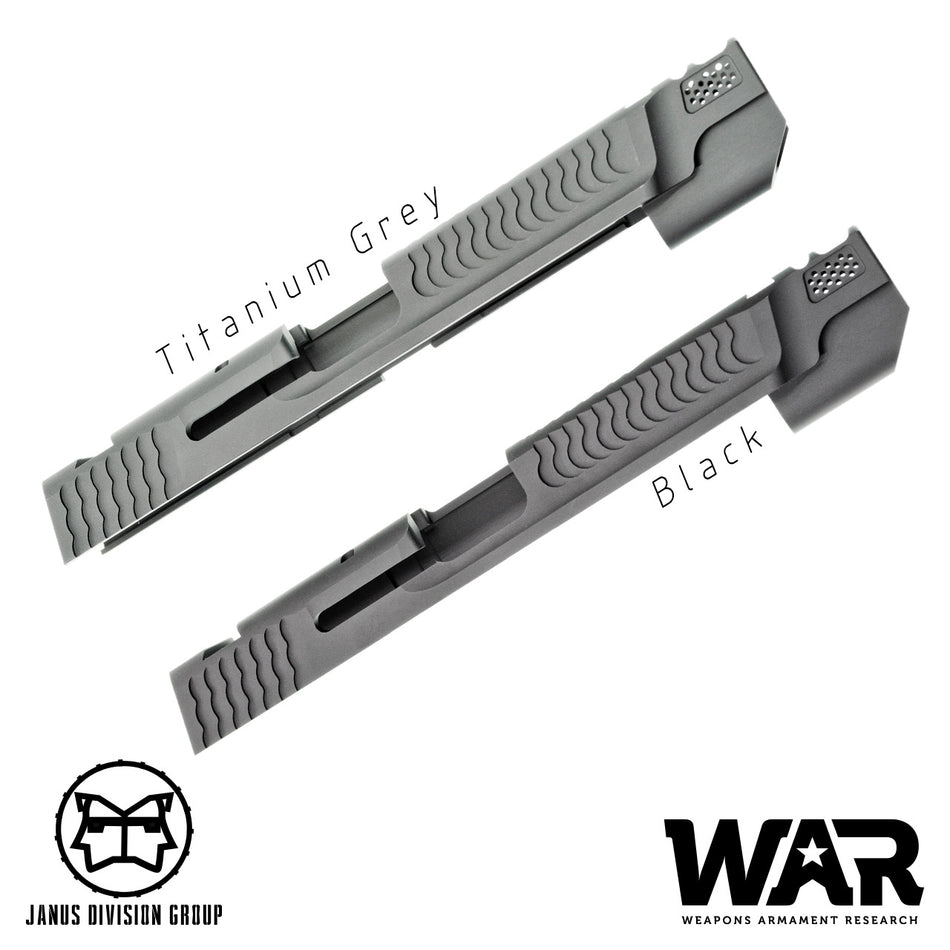 JDG WAR Afterburner M&P 1.0 Slide Set for TM M&P9 ( Licensed by WAR ) ( Titanium Grey w/ Gold Barrel )