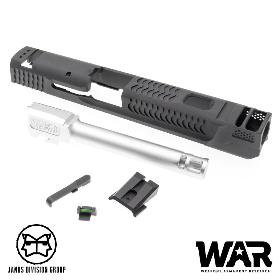 JDG WAR Afterburner M&P 1.0 Slide Set for TM M&P9 ( Licensed by WAR ) ( Black w/ Silver Barrel )