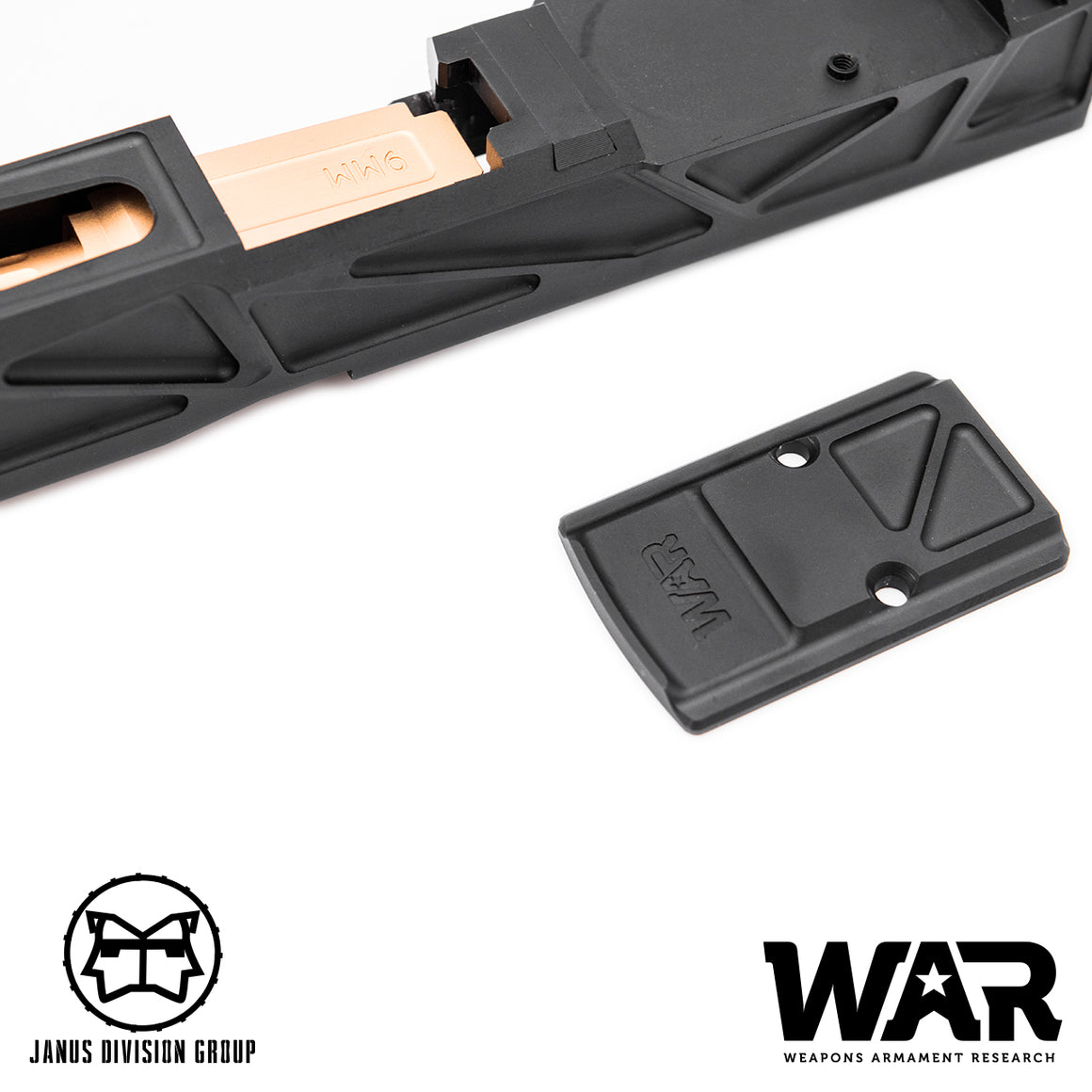 JDG WAR Afterburner RMR Slide Set for TM Model 19  ( Licensed by WAR ) ( Black Slide w/ Rose Gold Barrel )