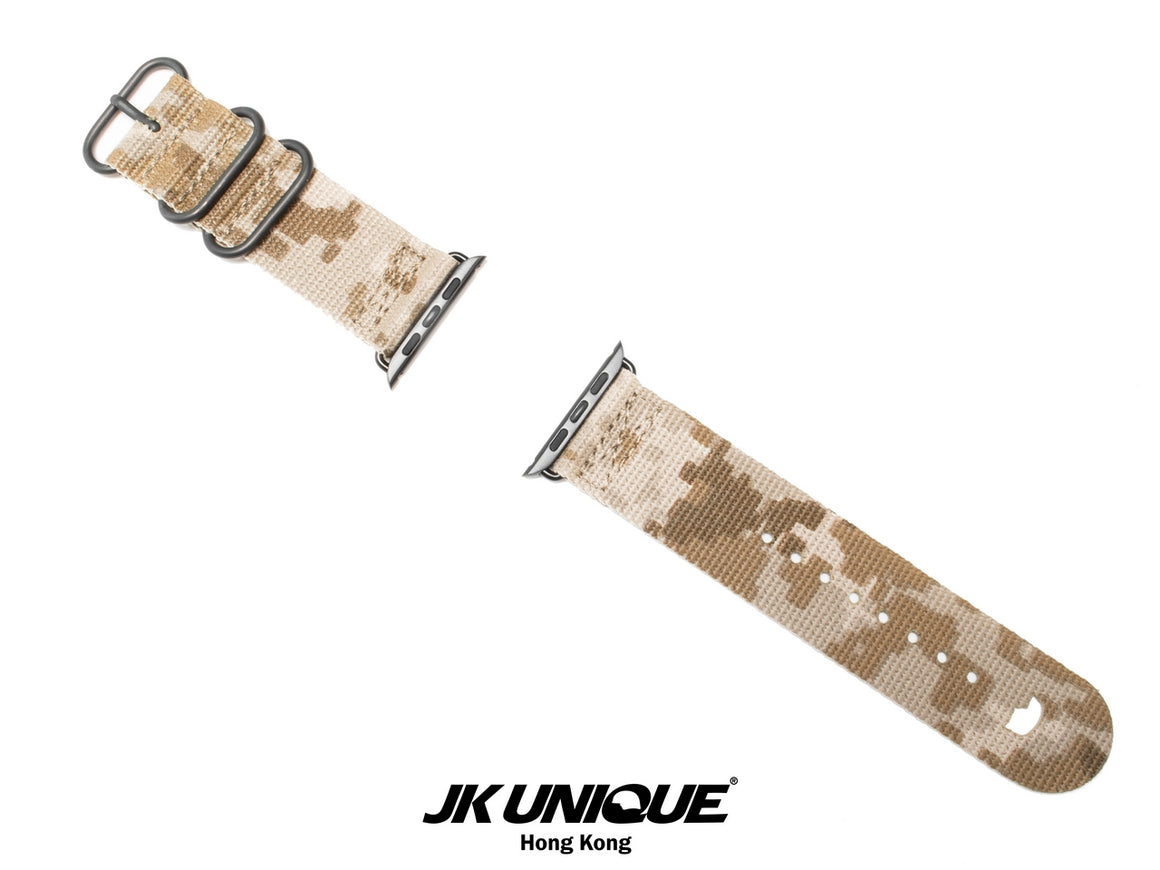 JK UNIQUE CAMO NYLON Apple Watch Strap 42mm Black Buckle - AOR1 ( Digital Desert )