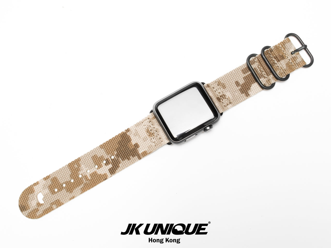 JK UNIQUE CAMO NYLON Apple Watch Strap 42mm Black Buckle - AOR1 ( Digital Desert )