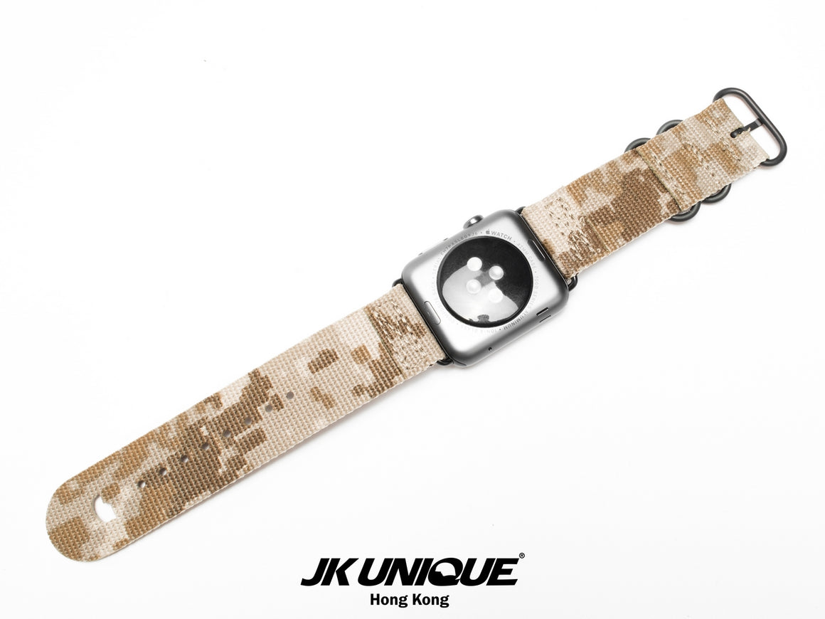 JK UNIQUE CAMO NYLON Apple Watch Strap 42mm Black Buckle - AOR1 ( Digital Desert )