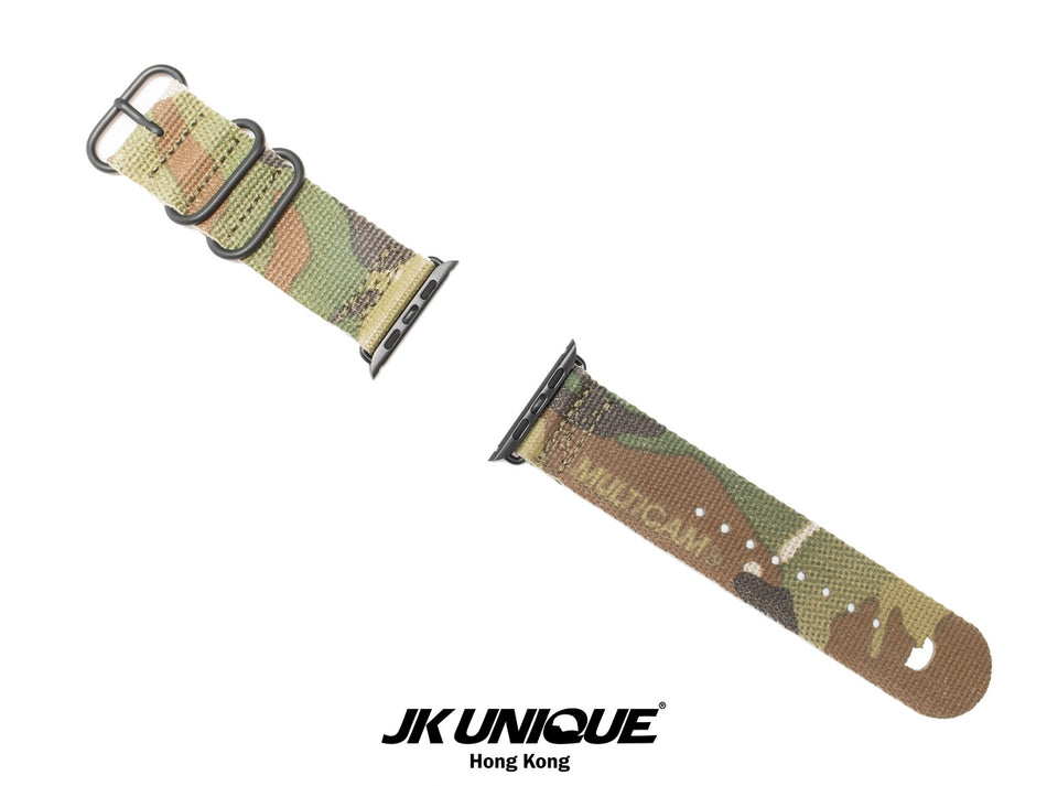 JK UNIQUE CAMO NYLON Apple Watch Strap 42mm Black Buckle - Multicam