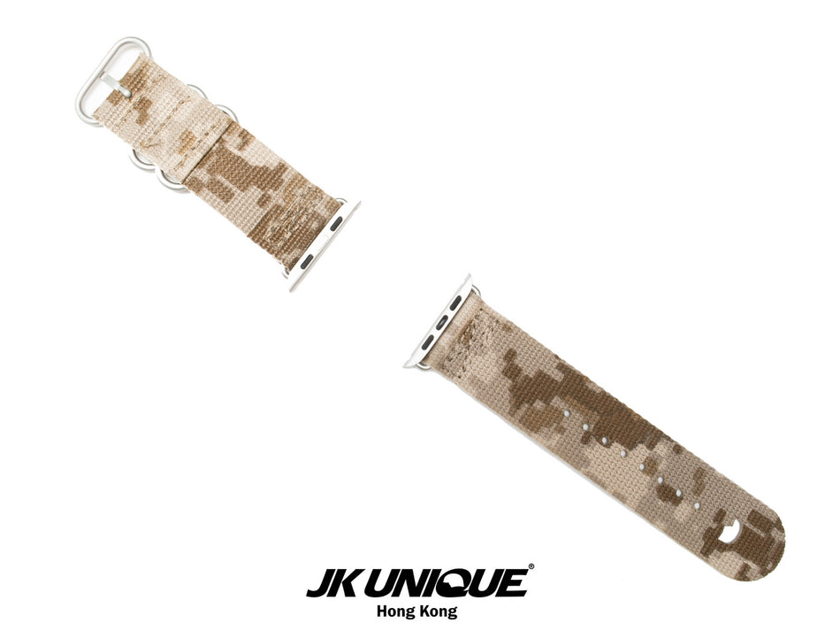 JK UNIQUE CAMO NYLON Apple Watch Strap 42mm Silver Buckle - AOR1 ( Digital Desert )