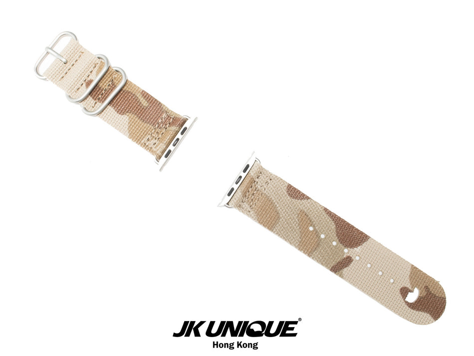 JK UNIQUE CAMO NYLON Apple Watch Strap 42mm Silver Buckle - Multicam Arid