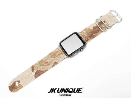JK UNIQUE CAMO NYLON Apple Watch Strap 42mm Silver Buckle - Multicam Arid