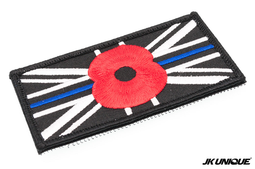 JK UNIQUE Patch - Thin Blue Line Remembrance Police Union Jack Patch ( UK Patch ) ( Free Shipping )