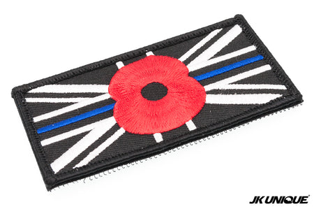JK UNIQUE Patch - Thin Blue Line Remembrance Police Union Jack Patch ( UK Patch ) ( Free Shipping )