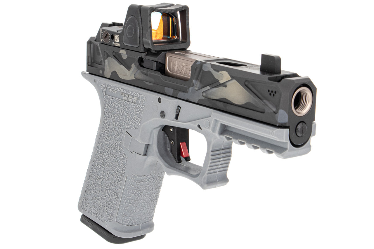 JDG Licensed P80 PF940C x WAR Afterburner MutliCam Black RMR Slide Compact Airsoft ( Base with UMAREX / VFC Glock 19 Gen3 ) ( JKTG Custom Made )-Cobalt Gray