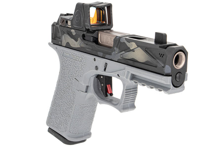 JDG Licensed P80 PF940C x WAR Afterburner MutliCam Black RMR Slide Compact Airsoft ( Base with UMAREX / VFC Glock 19 Gen3 ) ( JKTG Custom Made )-Cobalt Gray