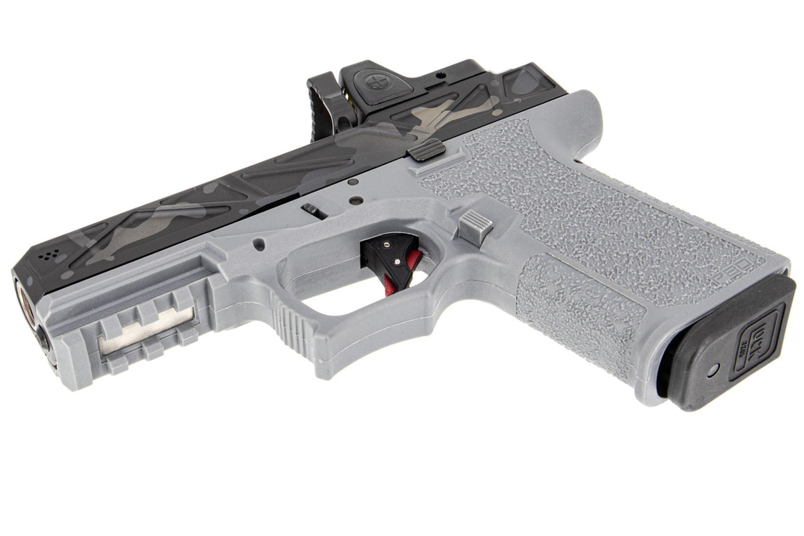 JDG Licensed P80 PF940C x WAR Afterburner MutliCam Black RMR Slide Compact Airsoft ( Base with UMAREX / VFC Glock 19 Gen3 ) ( JKTG Custom Made )-Cobalt Gray