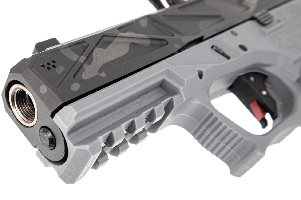 JDG Licensed P80 PF940C x WAR Afterburner MutliCam Black RMR Slide Compact Airsoft ( Base with UMAREX / VFC Glock 19 Gen3 ) ( JKTG Custom Made )-Cobalt Gray