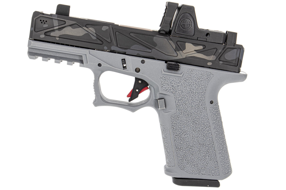 JDG Licensed P80 PF940C x WAR Afterburner MutliCam Black RMR Slide Compact Airsoft ( Base with UMAREX / VFC Glock 19 Gen3 ) ( JKTG Custom Made )-Cobalt Gray