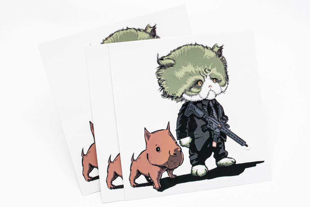 J.K.ARMY Prozi John Cat Style #MIL09 PVC Sticker ( 1Set / 4pcs ) ( Free Shipping ) #jkarmycat #jkarmymeow #jkmeow #johnwick