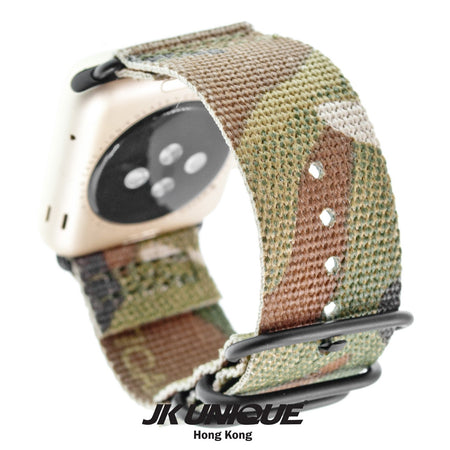 JK UNIQUE CAMO NYLON Apple Watch Strap 42mm Black Buckle - Multicam