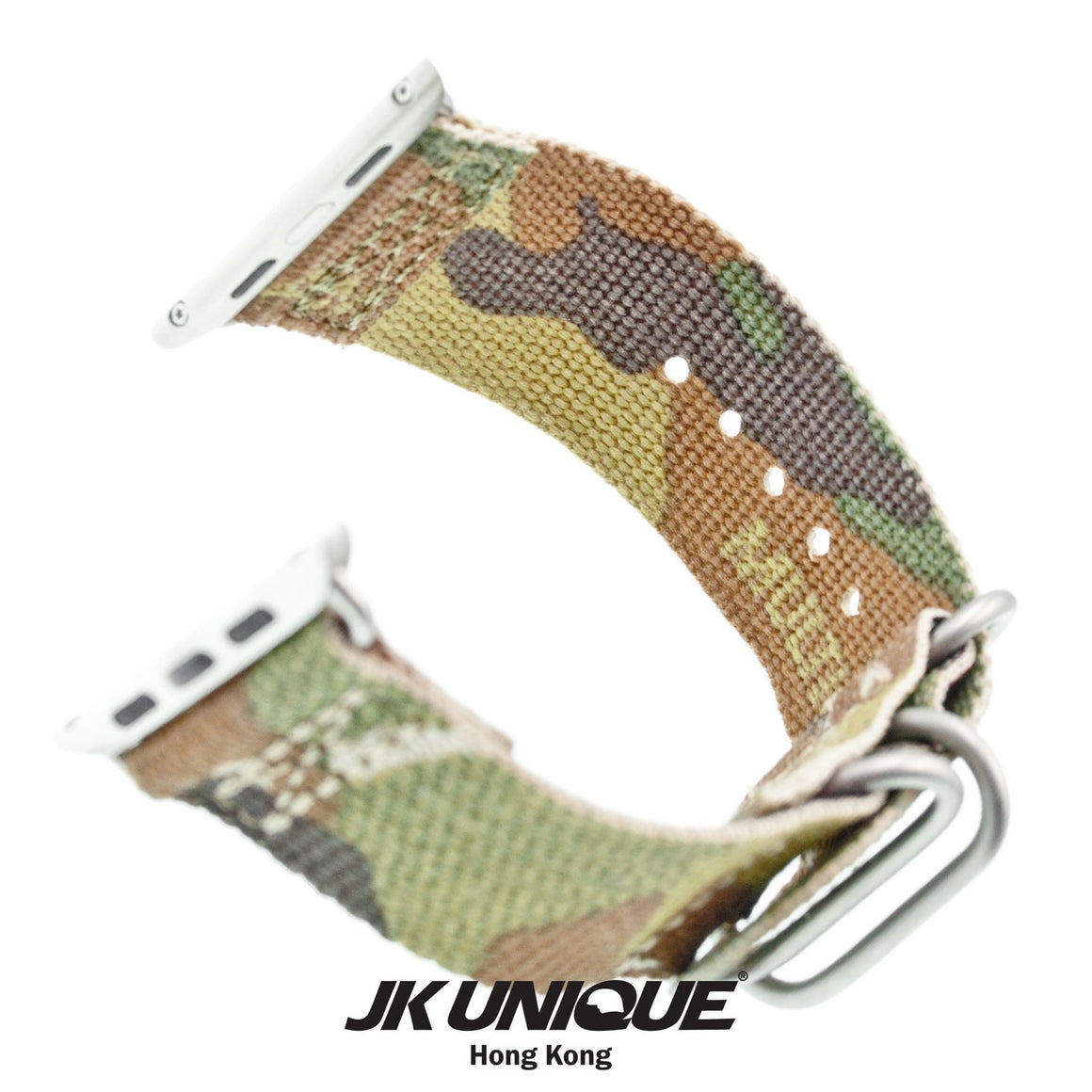 JK UNIQUE CAMO NYLON Apple Watch Strap 42mm Silver Buckle - Multicam