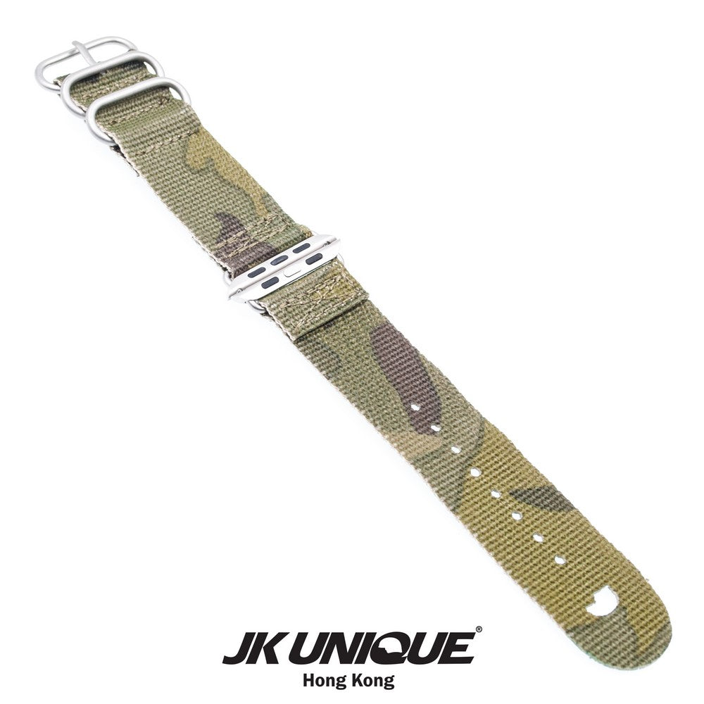 JK UNIQUE CAMO NYLON Apple Watch Strap 42mm Silver Buckle - Multicam Tropic