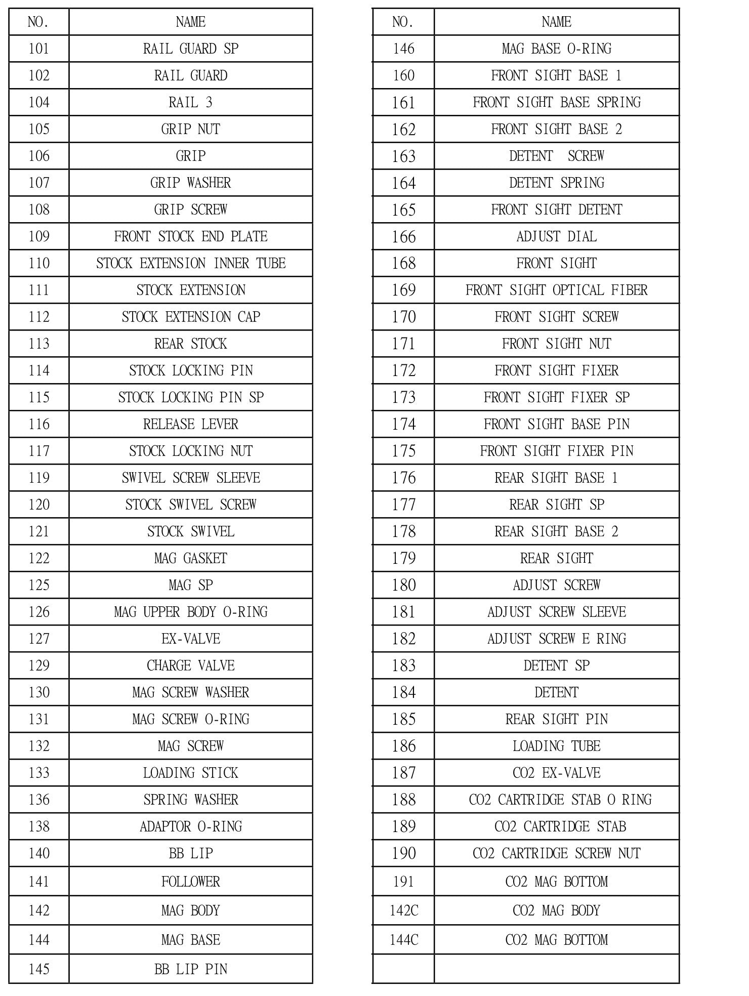 KJ KC-02 GBBR Explosion Parts ( KC02 Original ) - #37-42 KC02 Cylinder Set