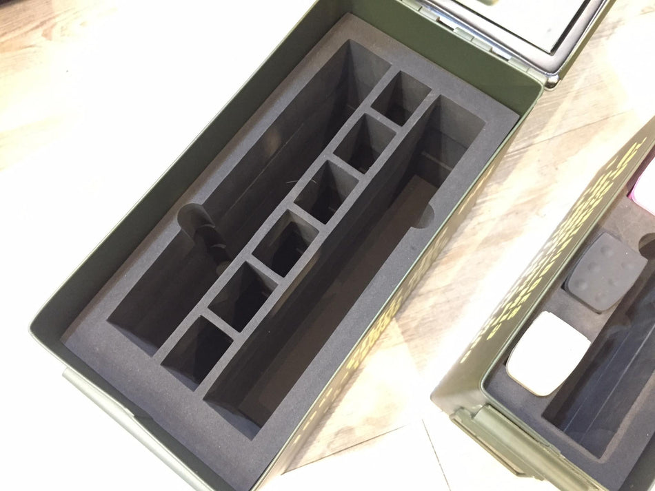 Metal .50 CAL Ammo Can Box Storage Airtight & Waterproof Stackable Storage for Pistol Case ( 2 Pistol & 6 Magazine )