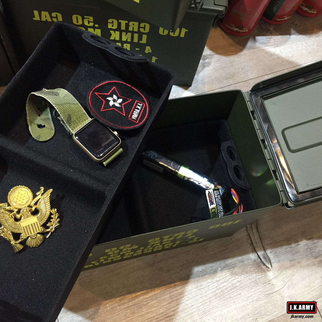 Metal .50 CAL Ammo Can Box Storage Airtight & Waterproof Stackable Storage ( Type 3 Layers Parts Baskets )