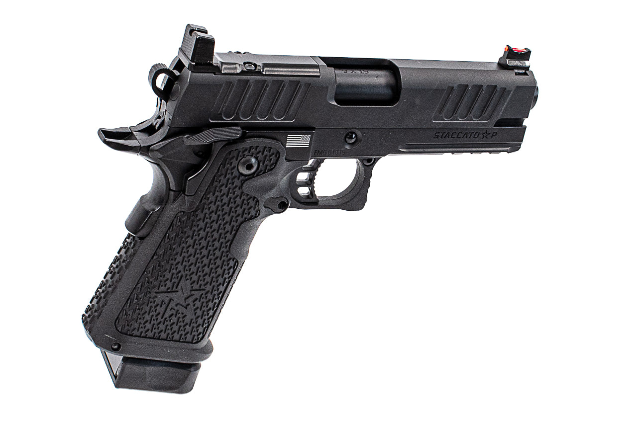 EMG Staccato Licensed CNC 4.3" P Hi-Capa GBBP Gas Blowback Pistol Airsoft ( Model: VIP Grip / Standard / Green Gas )