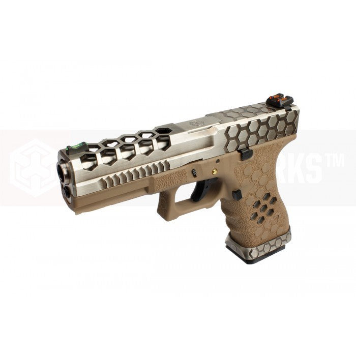 AW VX0110 Hex Cut Signature Model 17 GBB Airsoft Pistol ( SV/TAN )