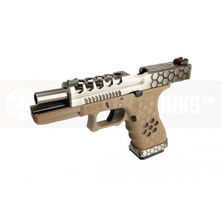 AW VX0110 Hex Cut Signature Model 17 GBB Airsoft Pistol ( SV/TAN )
