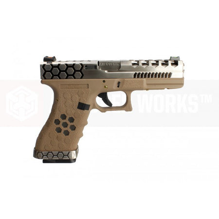 AW VX0110 Hex Cut Signature Model 17 GBB Airsoft Pistol ( SV/TAN )
