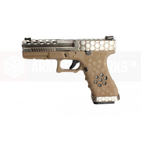 AW VX0110 Hex Cut Signature Model 17 GBB Airsoft Pistol ( SV/TAN )