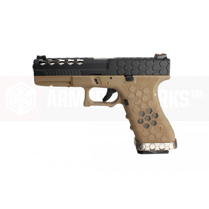 AW VX0111 Hex Cut Signature Model 17 GBB Airsoft Pistol ( BK/TAN )