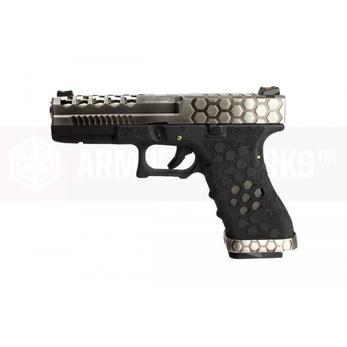 AW VX0100 Hex Cut Signature Model 17 GBB Airsoft Pistol ( SV/BK )