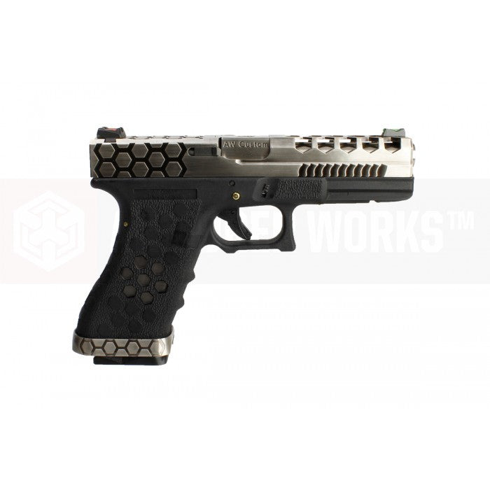 AW VX0100 Hex Cut Signature Model 17 GBB Airsoft Pistol ( SV/BK )