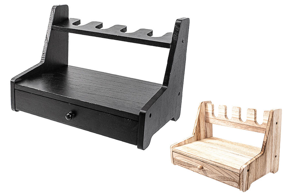 MF 4 Slots Wood Pistol Gun Rack ( Black / Wooden Finish )-Wood