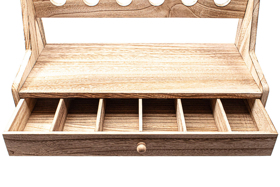 MF 6 Slots Wood Pistol Gun Rack ( Black / Wooden Finish )-Wood