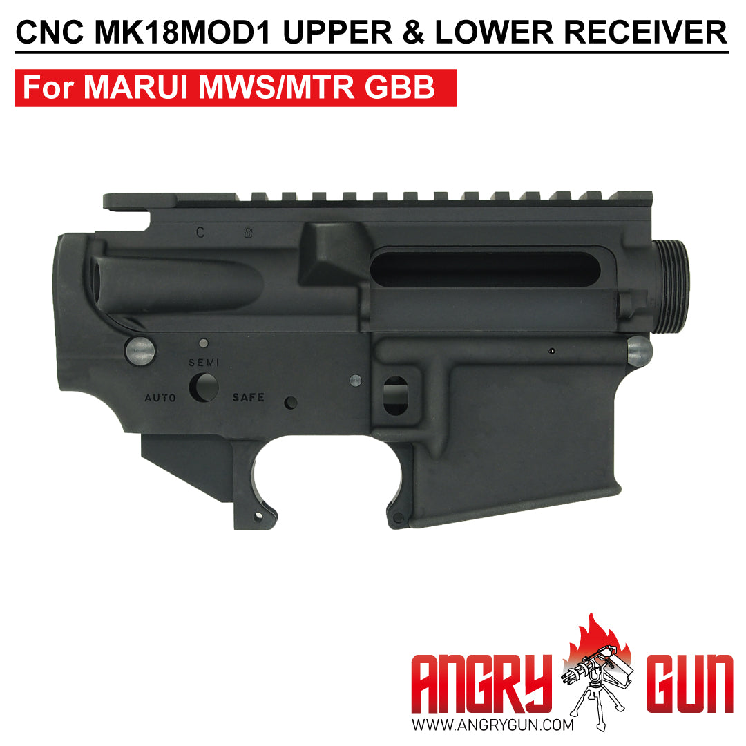 Angry Gun MK18 MOD1 CNC Upper & Lower Receiver for Marui TM MWS / MTR GBB ( Colt Licensed w/ Roll Marking Press )