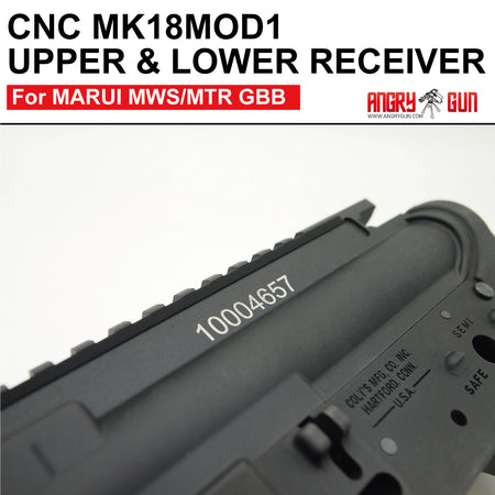 Angry Gun MK18 MOD1 CNC Upper & Lower Receiver for Marui TM MWS / MTR GBB ( Colt Licensed w/ Roll Marking Press )