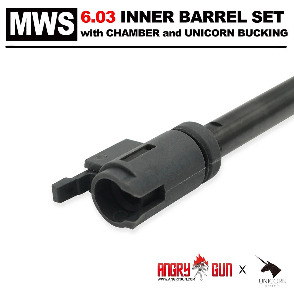 Angry Gun MWS 6.03 Carbon Steel Inner Barrel Set ( With Chamber Set & Bucking ) ( for Marui TM MWS GBBR )-370mm-60�