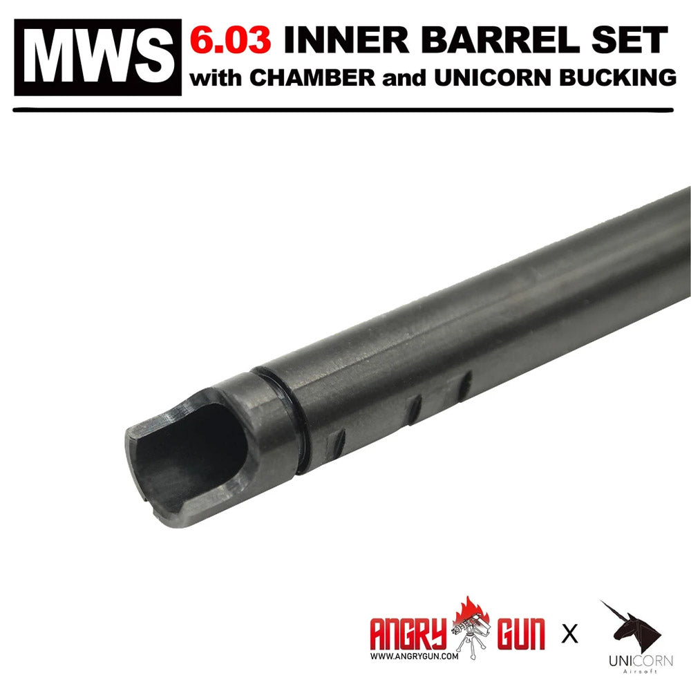 Angry Gun MWS 6.03 Carbon Steel Inner Barrel Set ( With Chamber Set & Bucking ) ( for Marui TM MWS GBBR )-370mm-60�